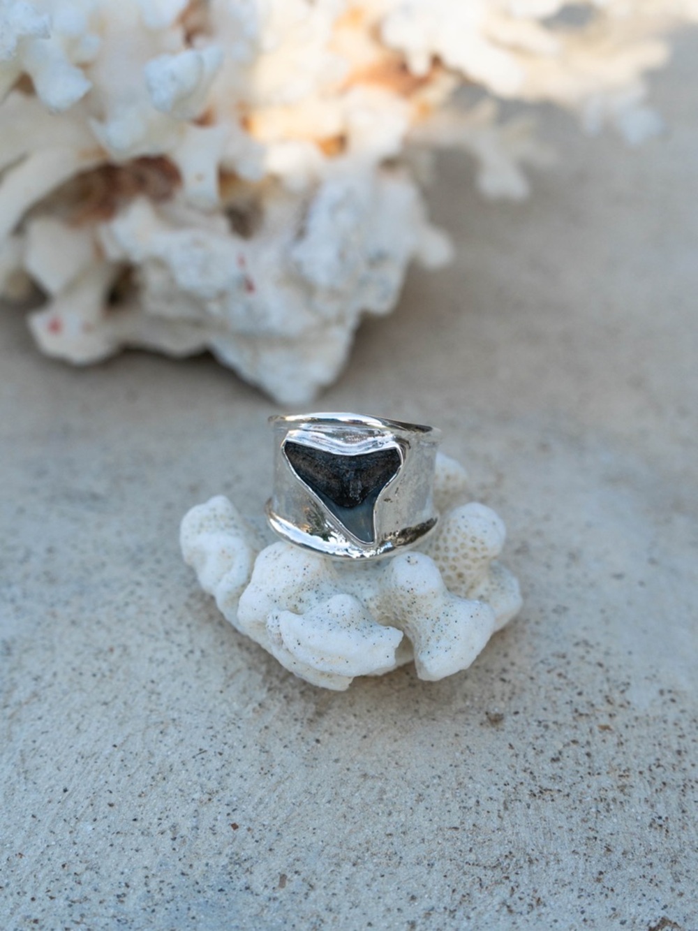 Silver Heart Accent Wide Band Ring - Silver
